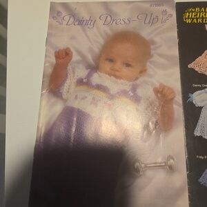 Little Miss Crochet Baby Dress Set in Pink, Purple, Peach, Cream Sold